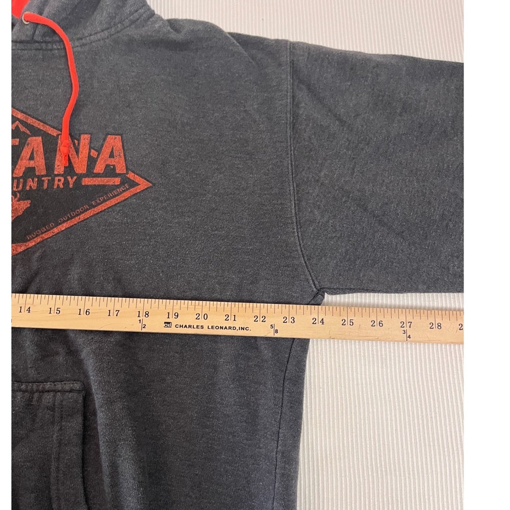 Montana Big Sky Country Graphic Hoodie Charcoal Grey Red Pullover Sweatshirt - Picture 3 of 5